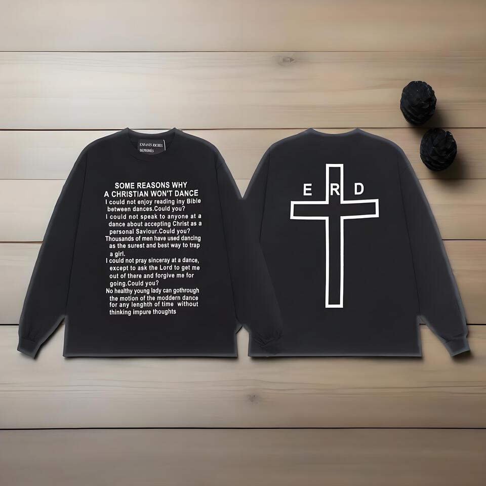 ERD Black Cotton Long Sleeve T-Shirt