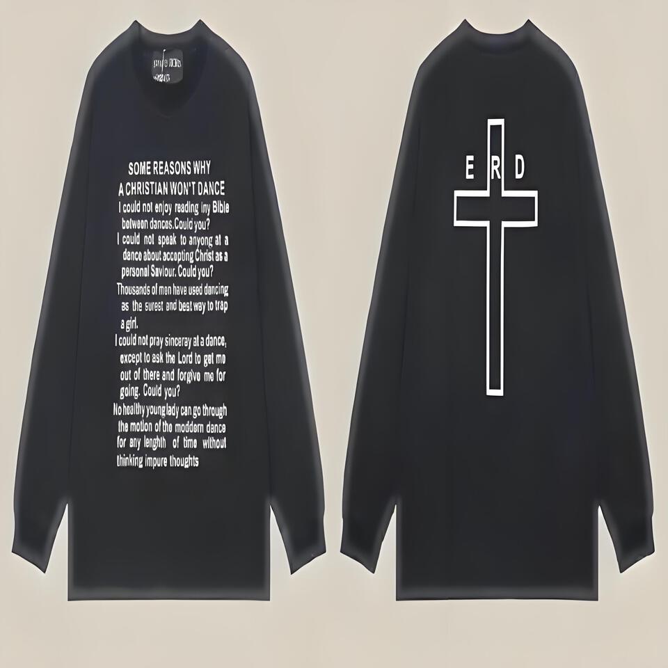 ERD Black Cotton Oversized Hoodie Street Religious Print Unisex
