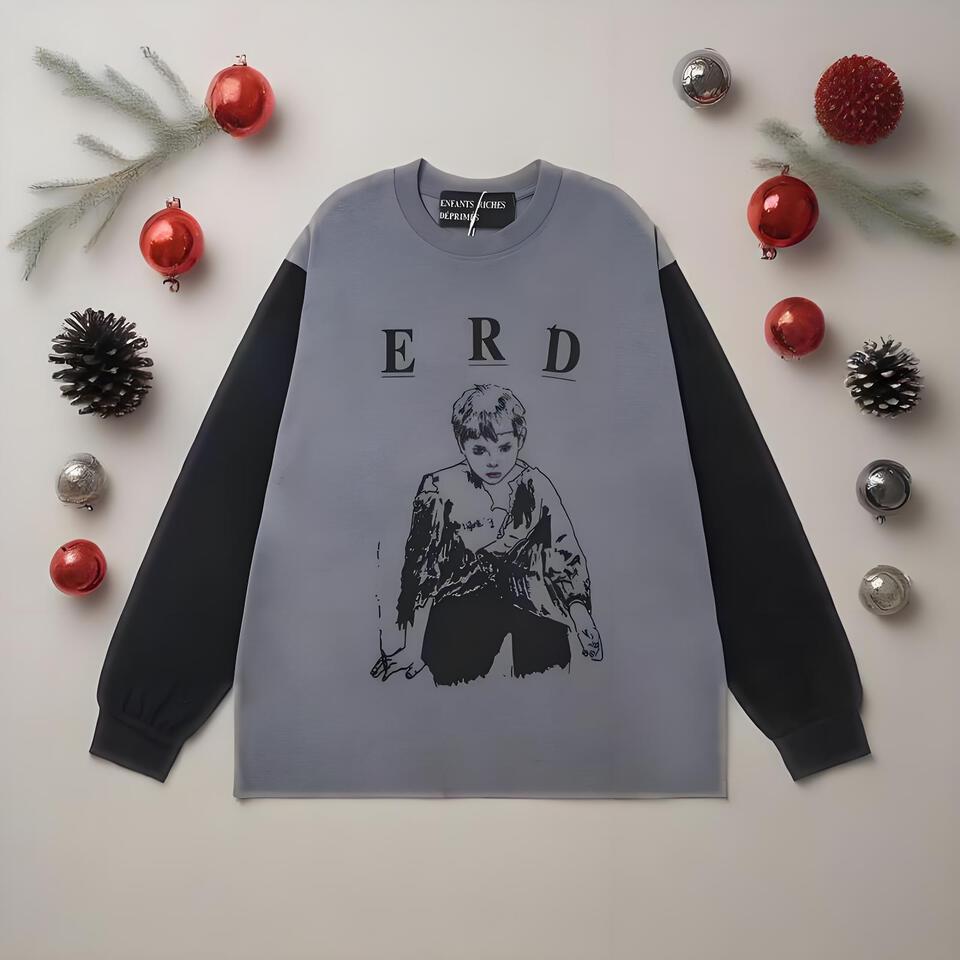 ERD Grey Black Pullover Hoodie Unisex Streetwear Print