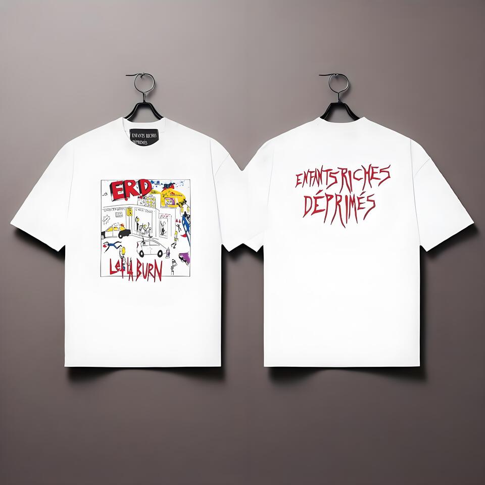 ERD Let It Burn White Cotton Cartoon Print Loose T-Shirt