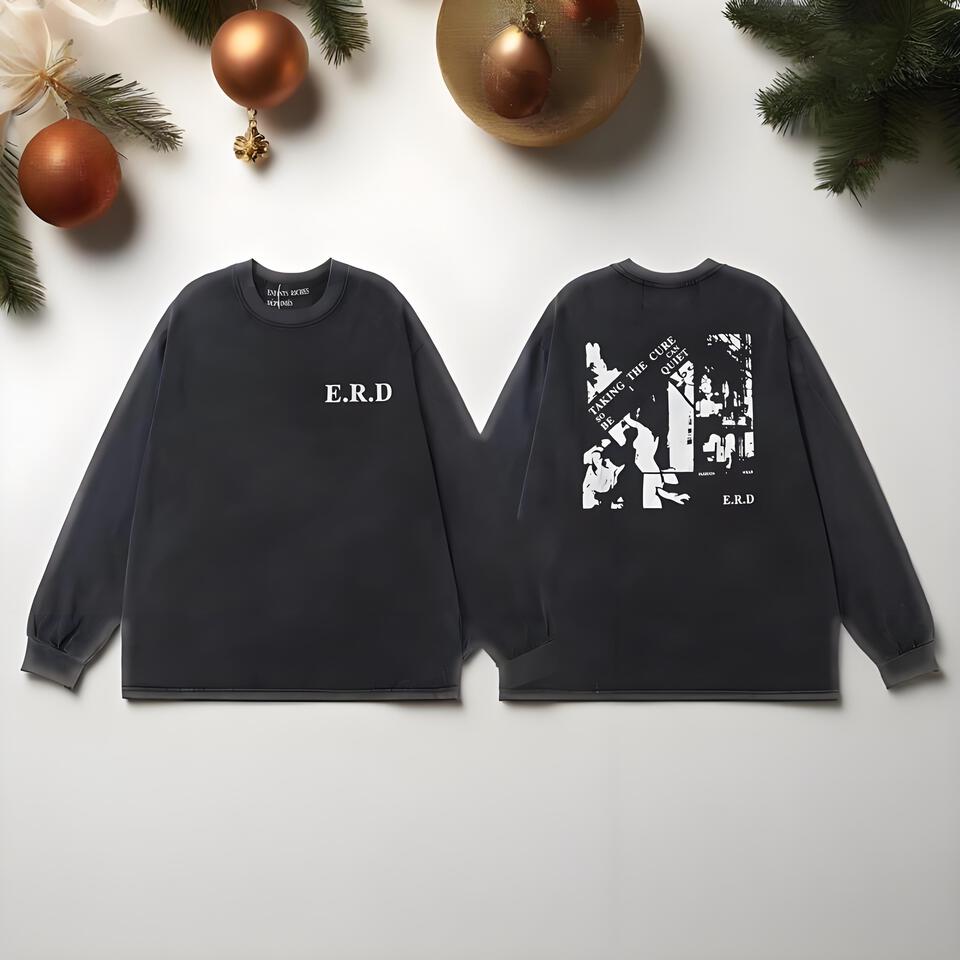 E.R.D Loose Fit Black Cotton Tee Unisex Street Print