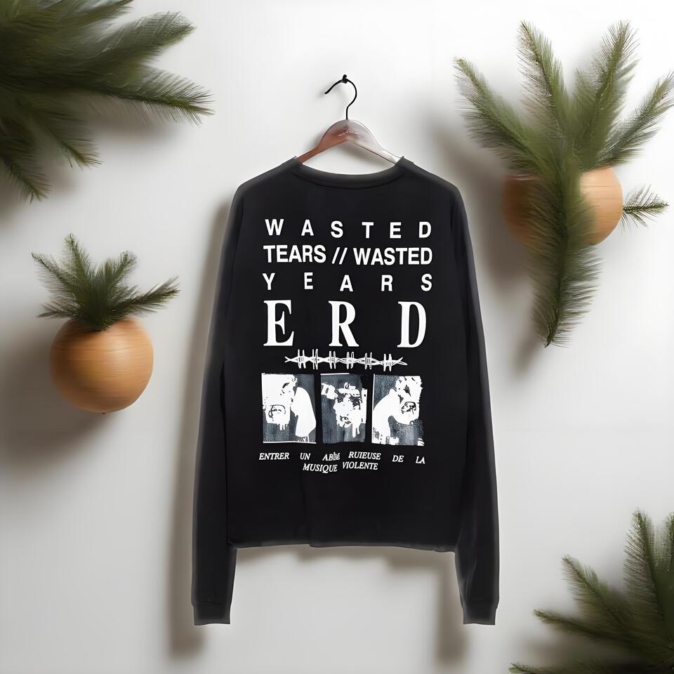 ERD Unisex Black Cotton Long Sleeve T-Shirt Streetwear Top