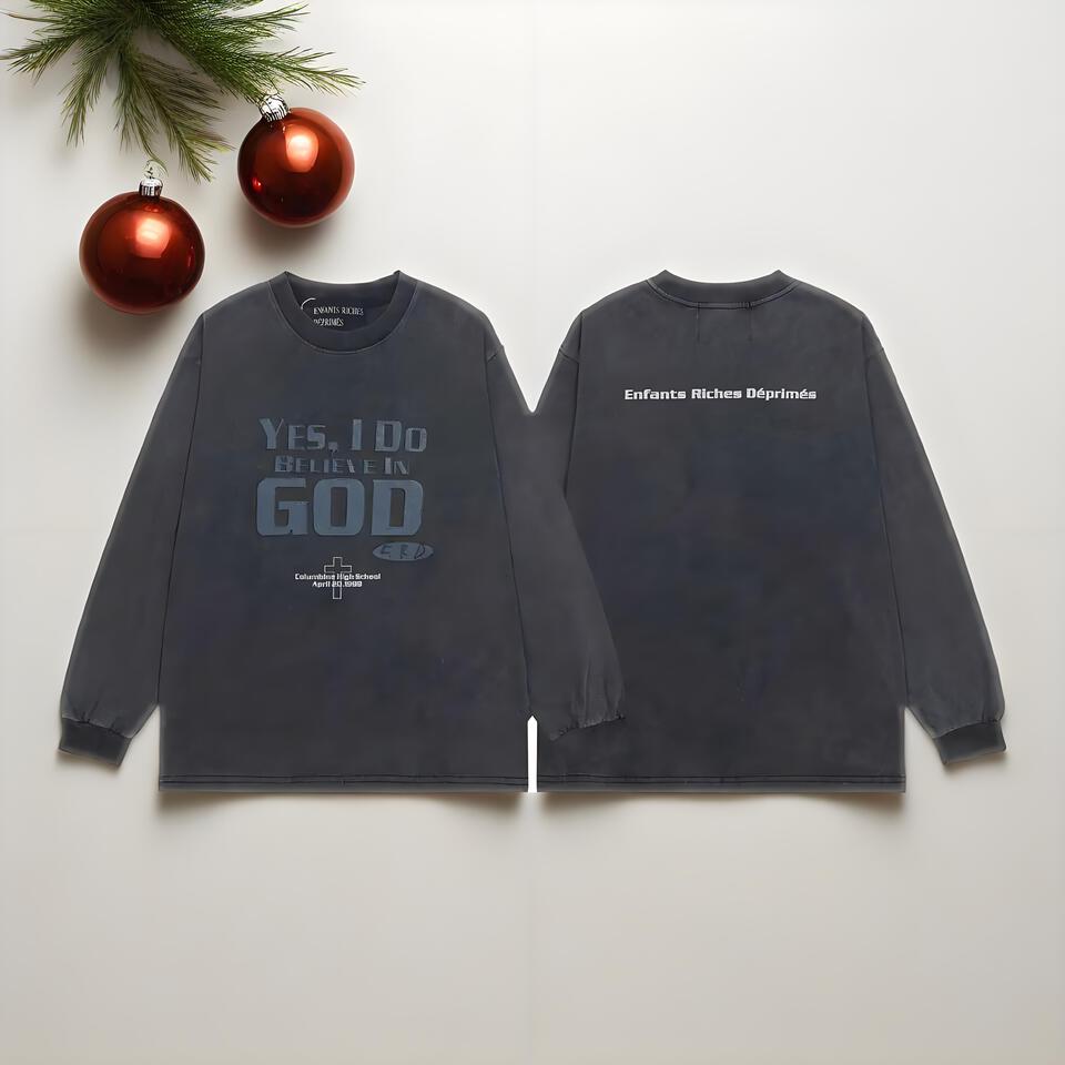 ERD Vintage Black Gray Cotton Religious Streetwear Tee