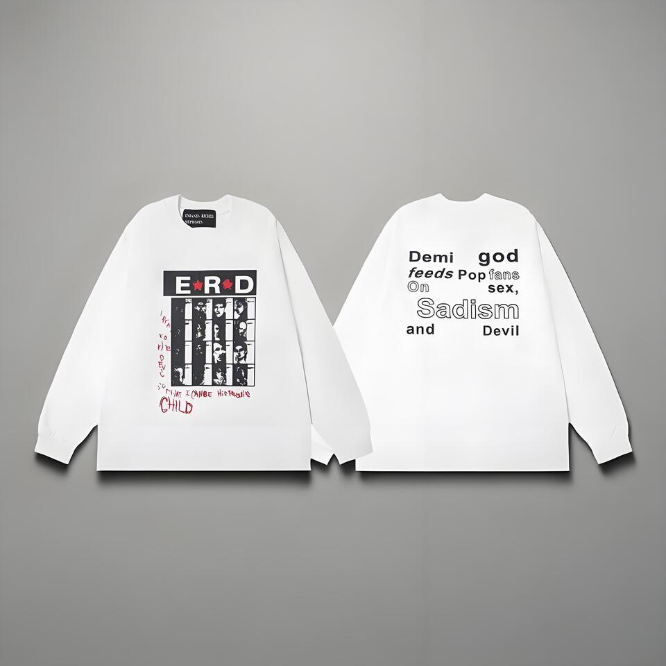 ERD White Cotton Long Sleeve T-Shirt Unisex Streetwear Print