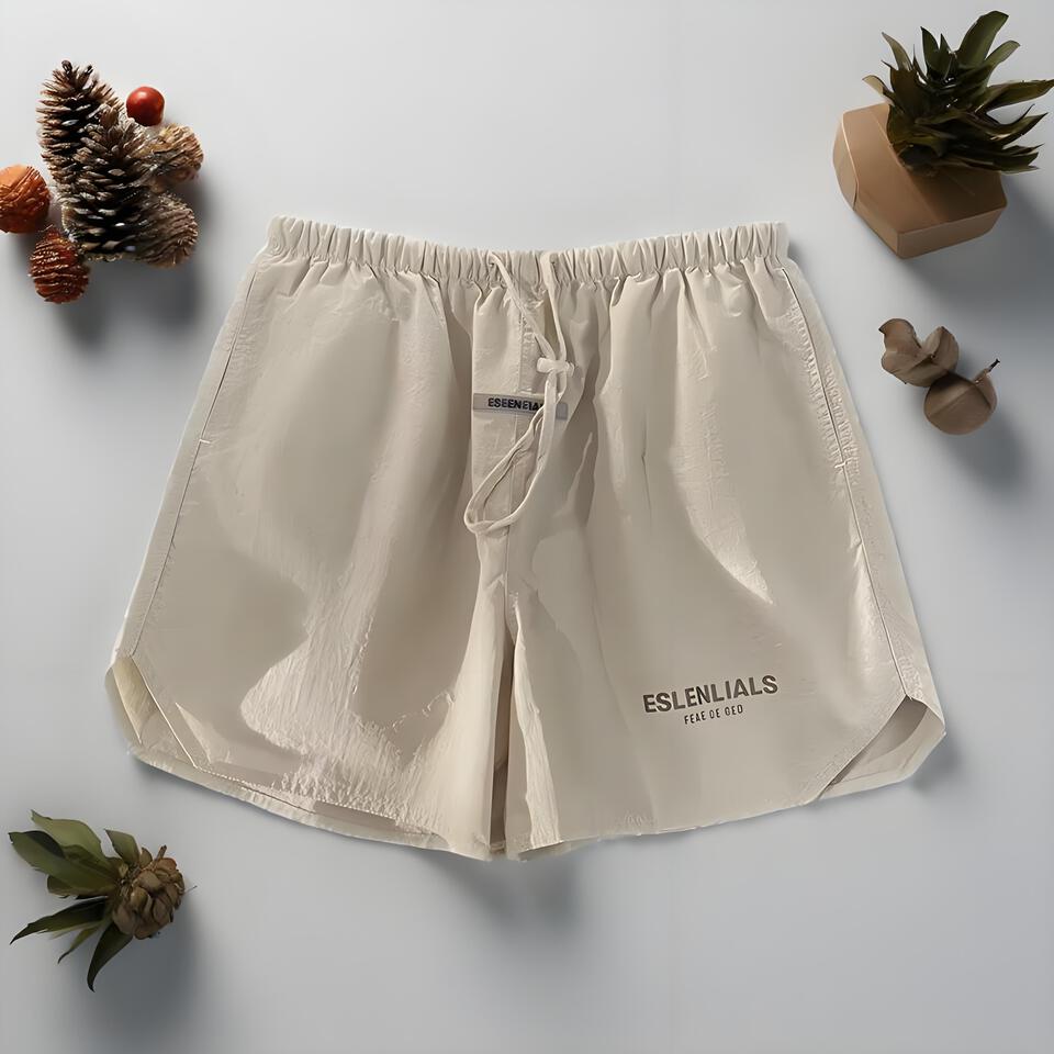 ESLENLIALS Beige Breathable Casual Shorts