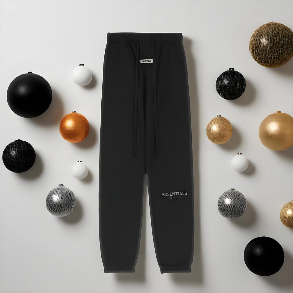 ESSENTIALS Black Cotton Cuffed Jogger Pants