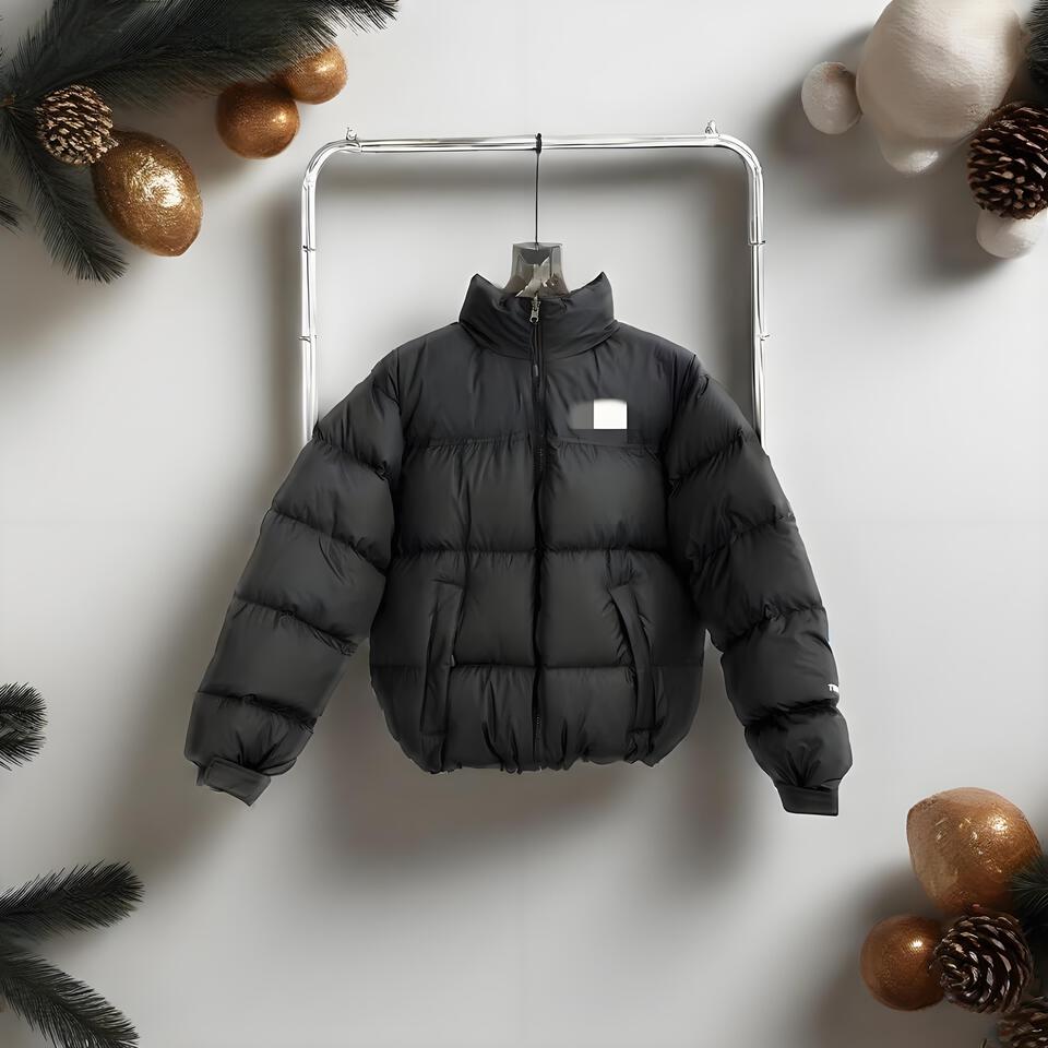 Essentials Black Short Puffer Jacket Windproof Unisex Streetwear