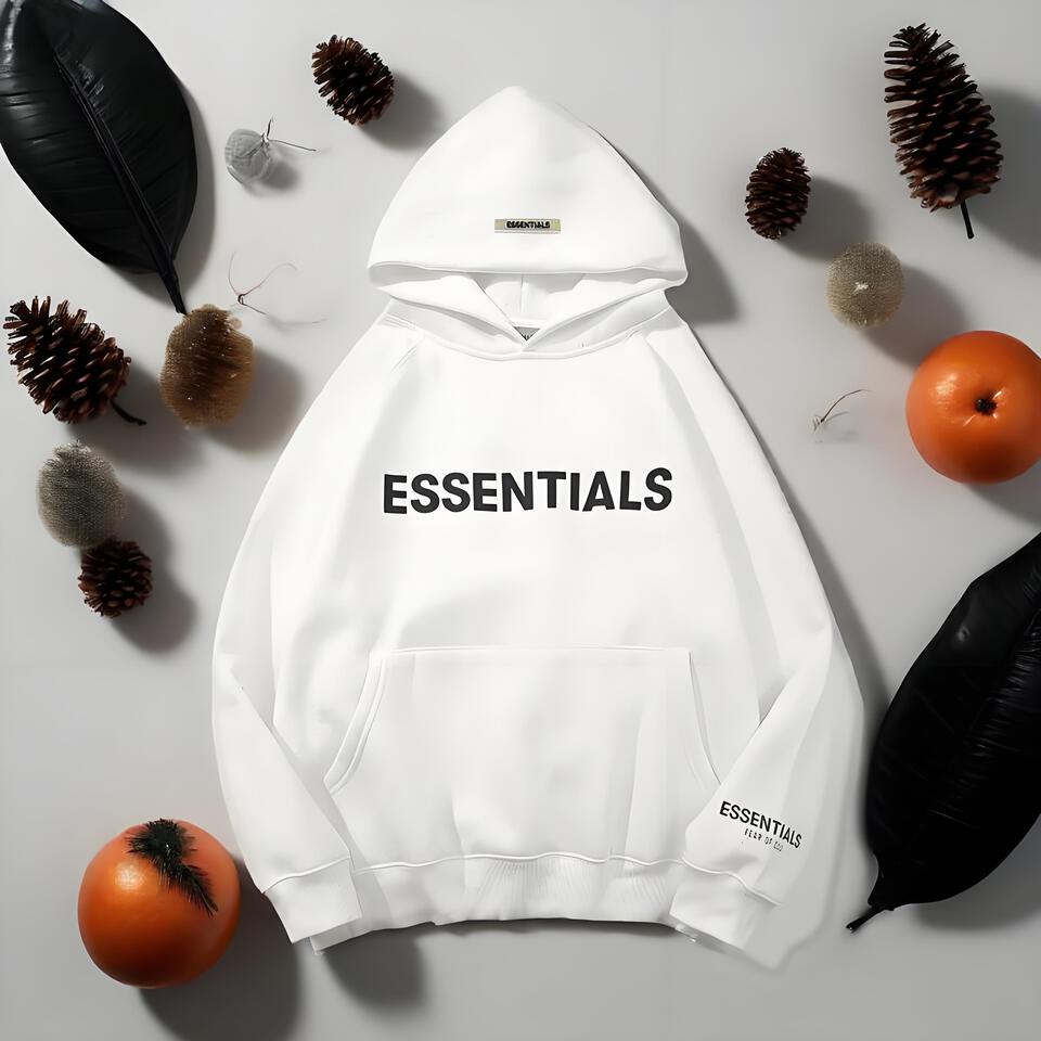 ESSENTIALS Cotton Hoodie Unisex Streetwear White