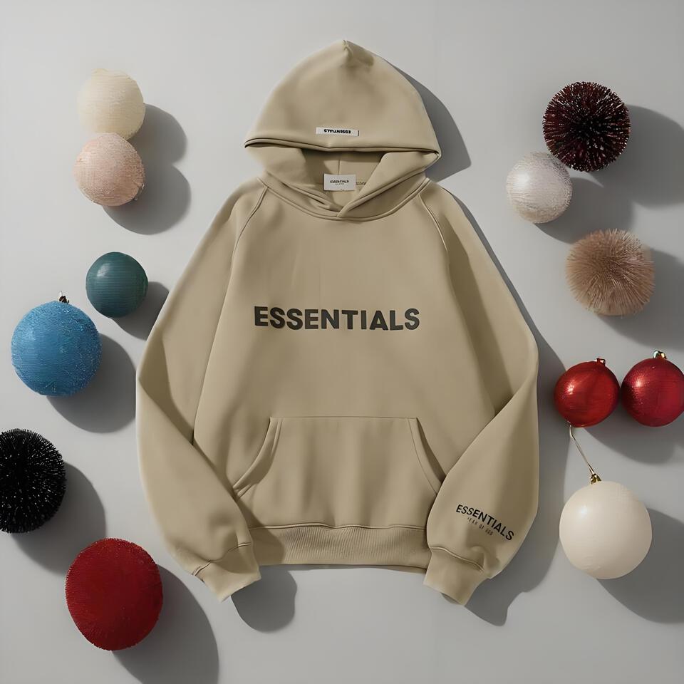 ESSENTIALS Hooded Cotton Sweatshirt Unisex Street Casual