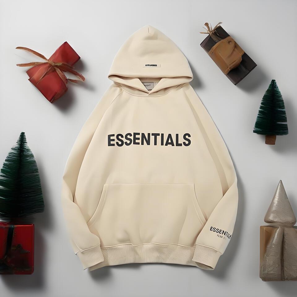 ESSENTIALS Hooded Cotton Sweatshirt Unisex Streetwear Style