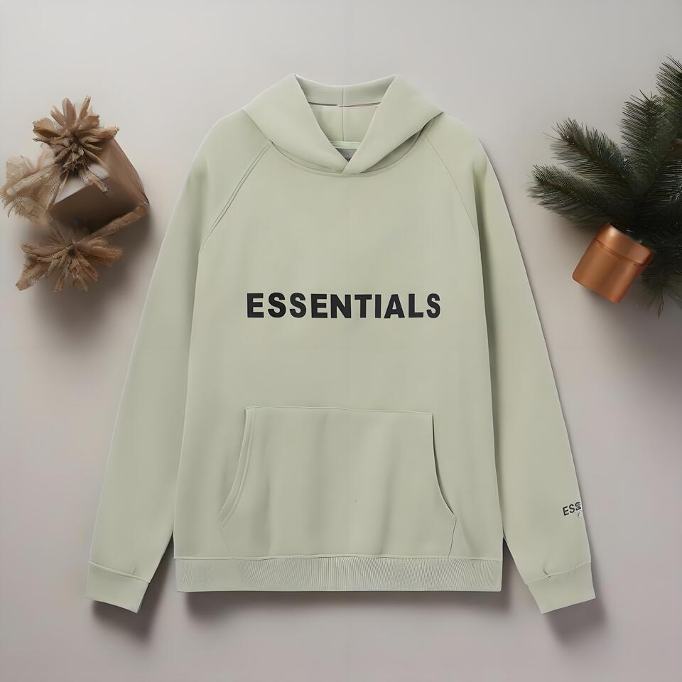 ESSENTIALS Light Green Cotton Hoodie Unisex Oversized Casual