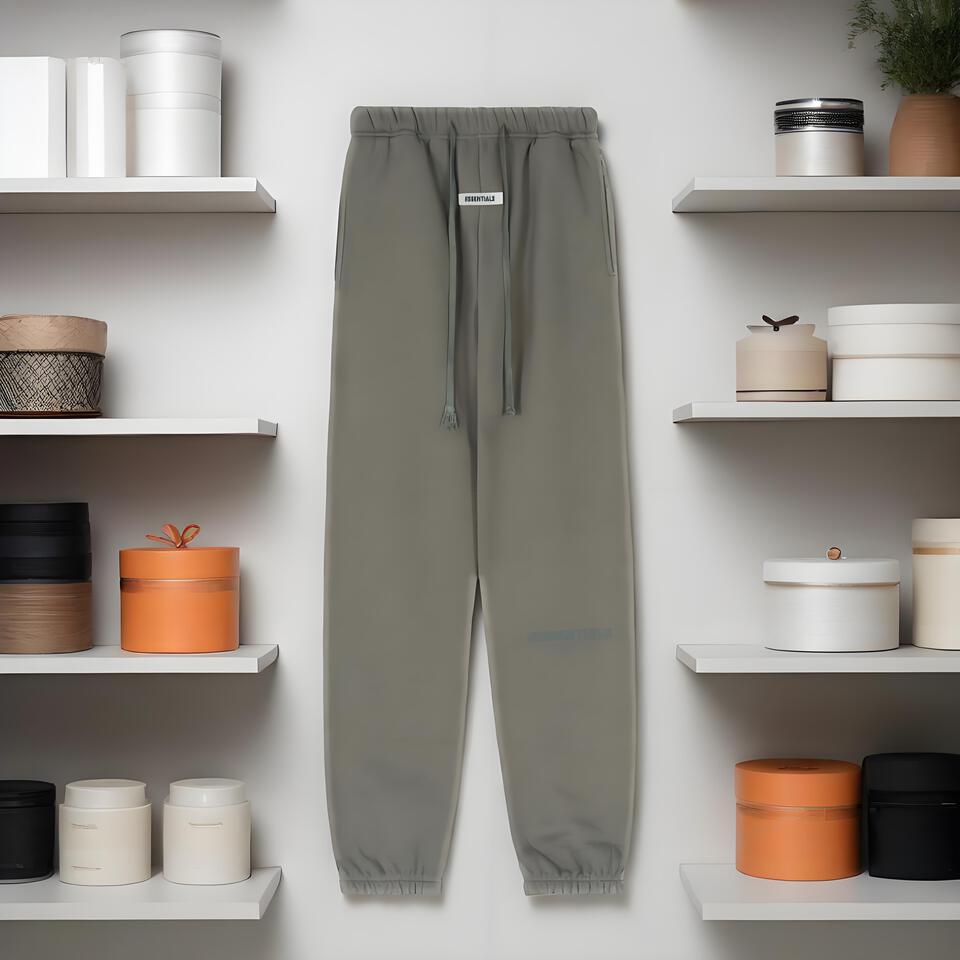 ESSENTIALS Olive Green Cotton Blend Tapered Pants Unisex