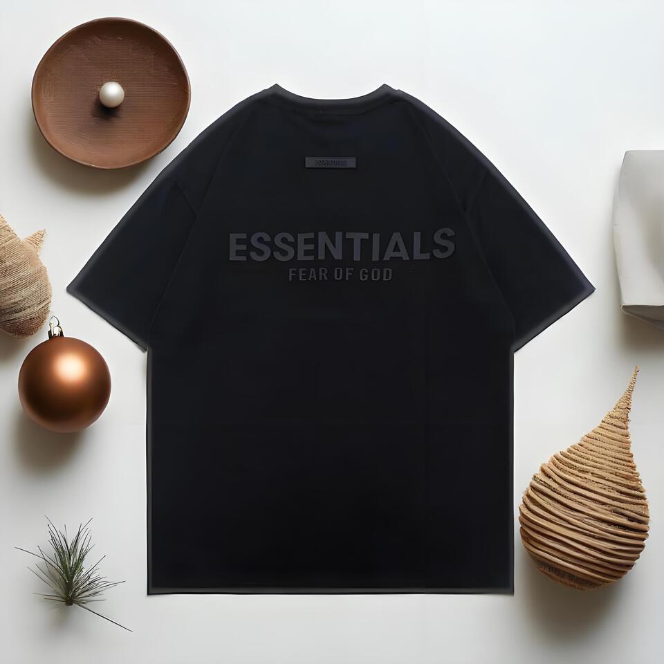 ESSENTIALS Oversized Black Cotton T-Shirt