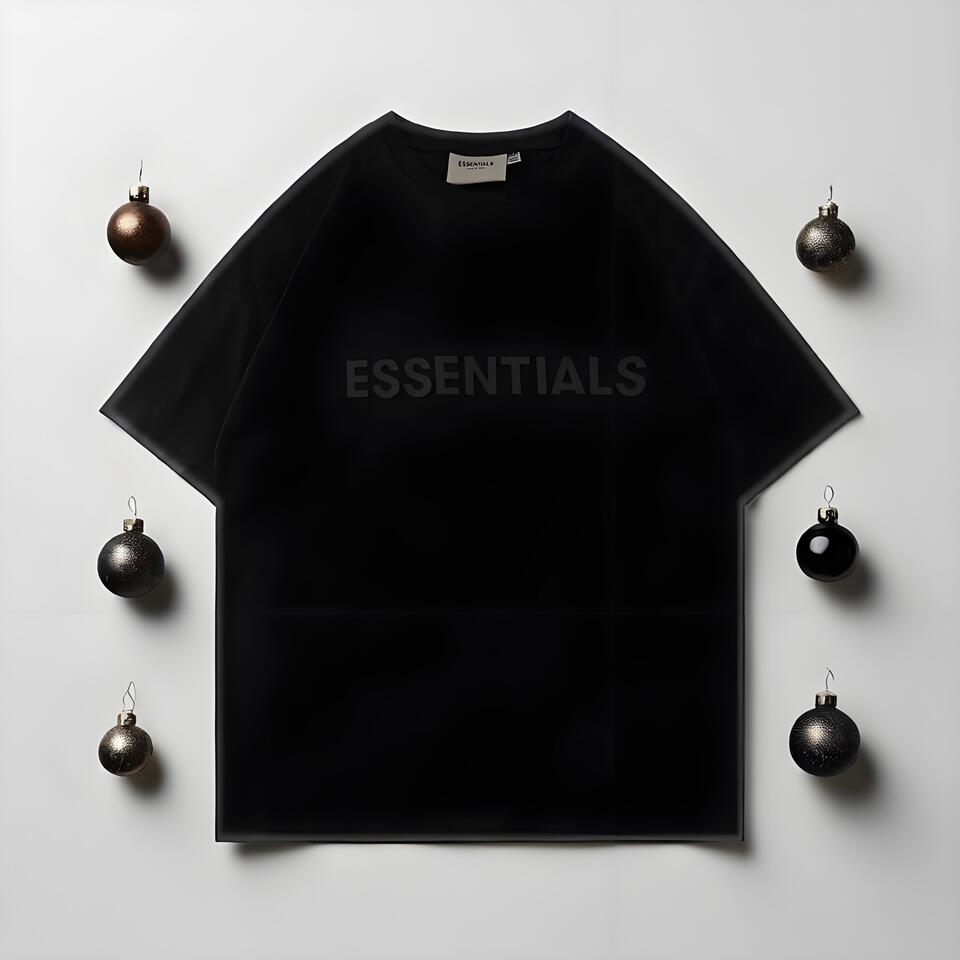 ESSENTIALS Oversized Black Cotton T-Shirt Short Sleeve