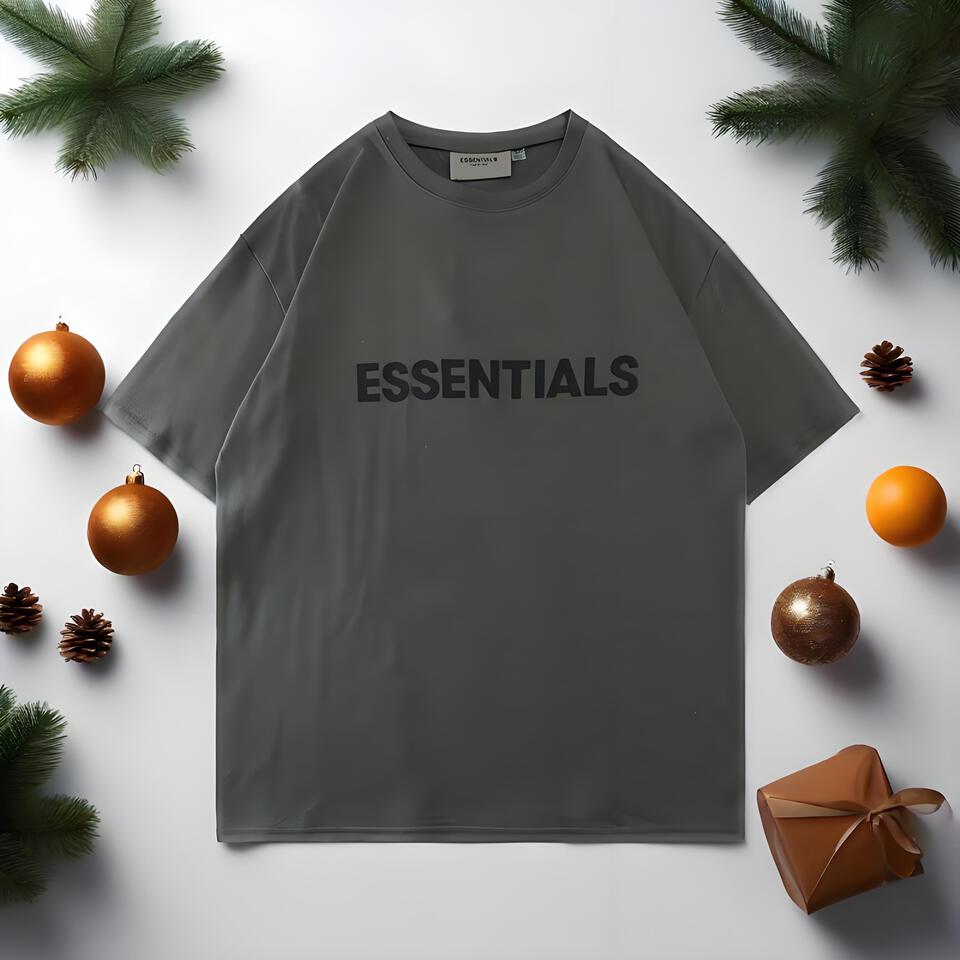 ESSENTIALS Unisex Gray Cotton Oversized Street Tee