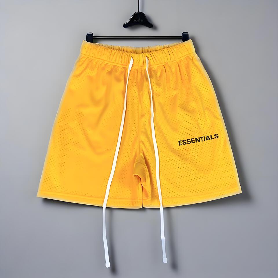 ESSENTIALS Yellow Mesh Sports Shorts Breathable Unisex