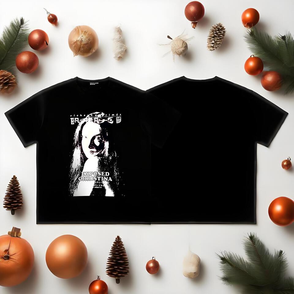 Exposed Christina Unisex Black Cotton Crewneck Tee Streetwear