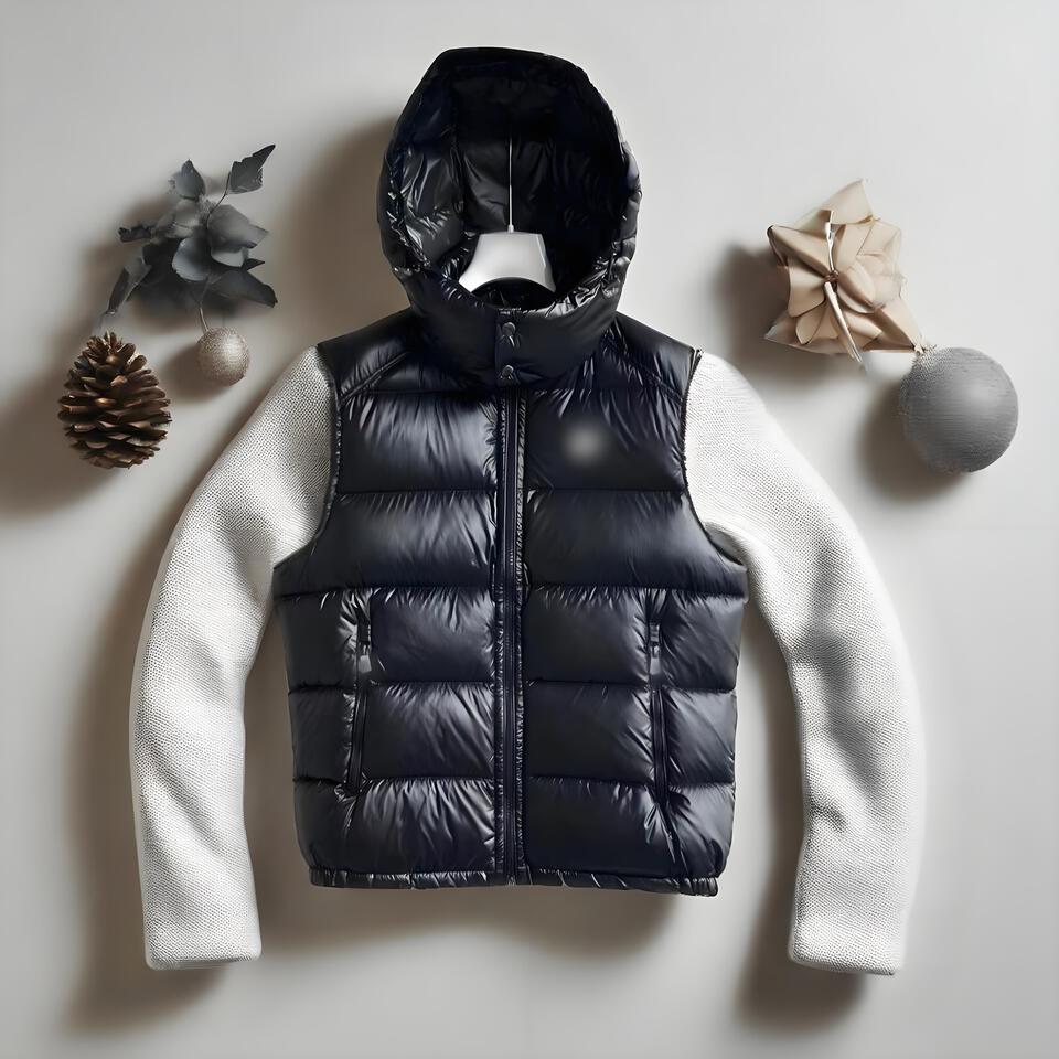 Fashion Black Puffer Vest Unisex Winter Warm Windproof Sleeveless