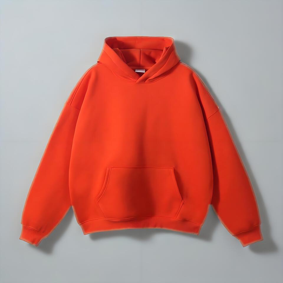 Fashion Hoodie Orange Cotton Blend Loose Fit