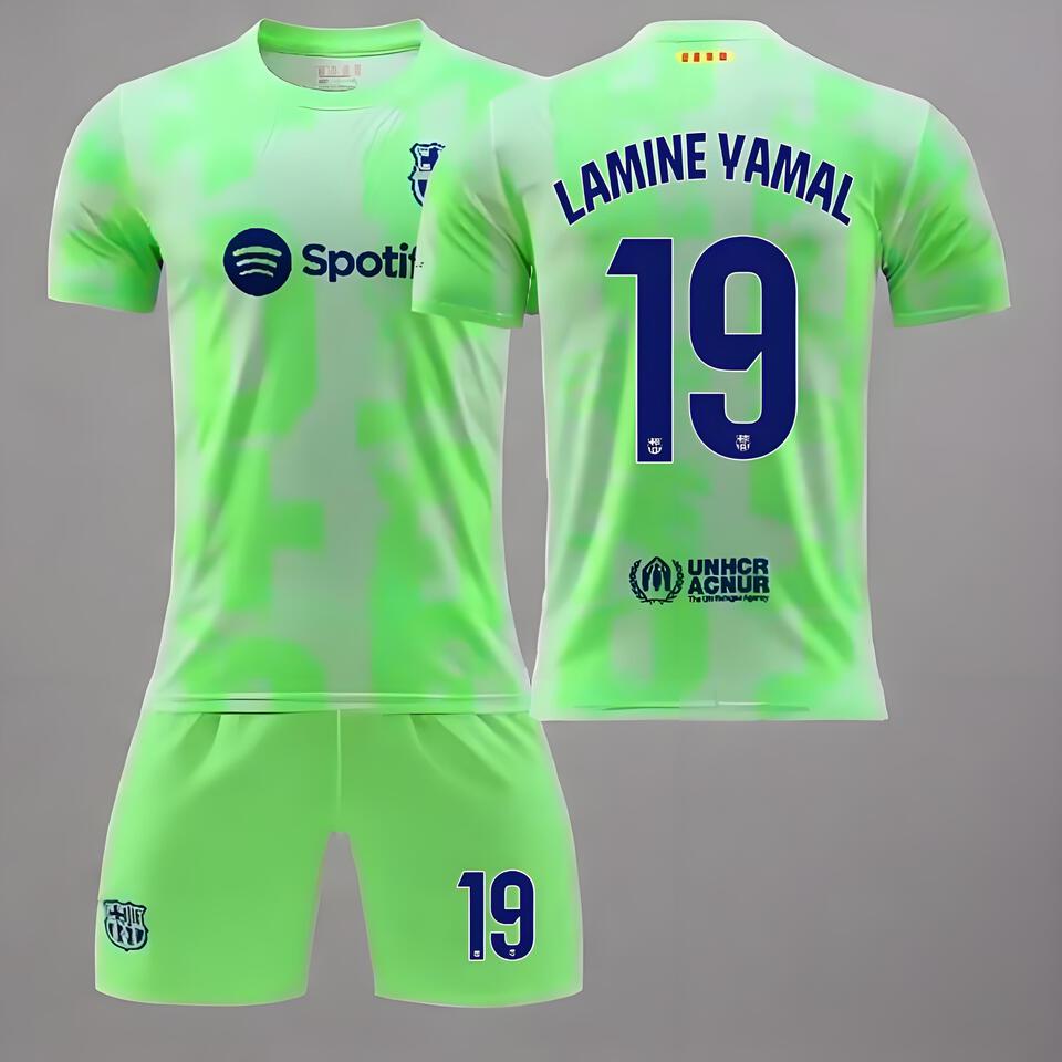 FC Barcelona Lamine Yamal Neon Green Breathable Football Kit