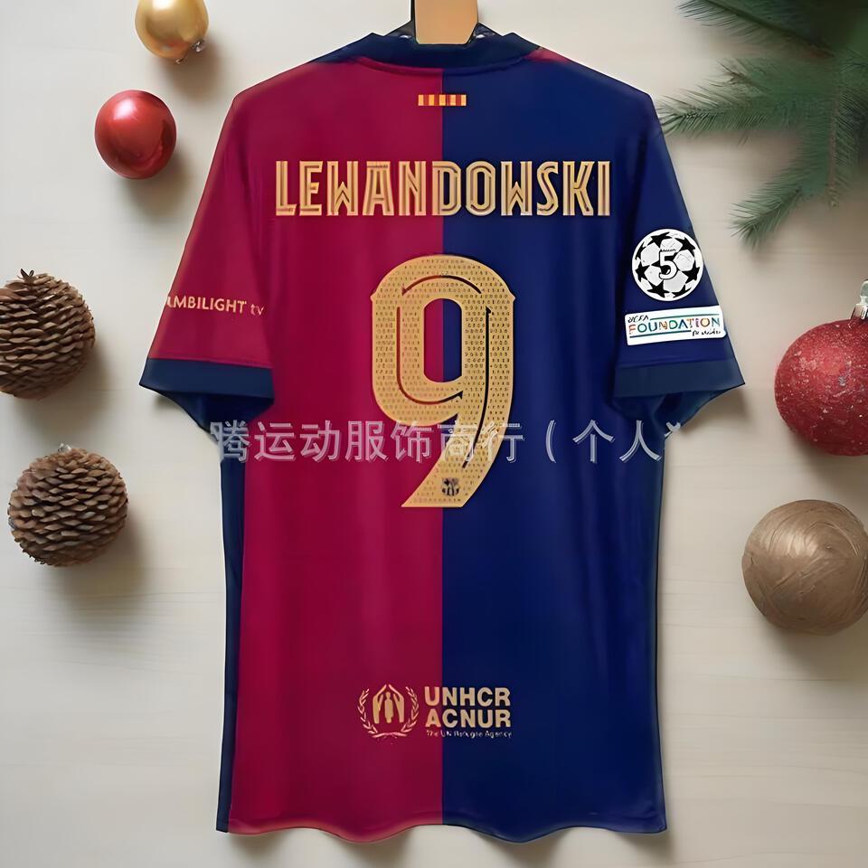 FC Barcelona Lewandowski 9 Red Blue Soccer Jersey