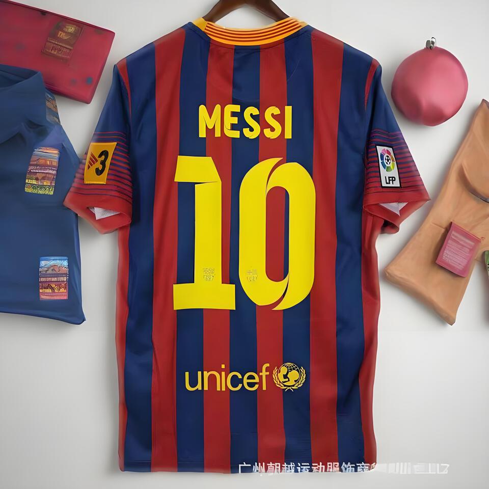 FC Barcelona Messi-Inspired Blue and Red Striped Breathable Football Jersey