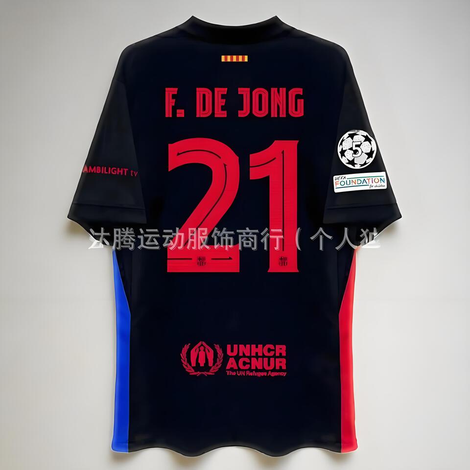 FC Barcelona Player Version Frenkie de Jong 21 Black Breathable Jersey