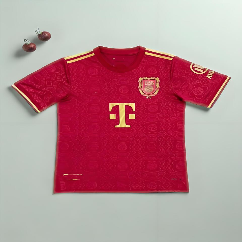 FC Bayern 125th Anniversary Burgundy Breathable Sports T-Shirt