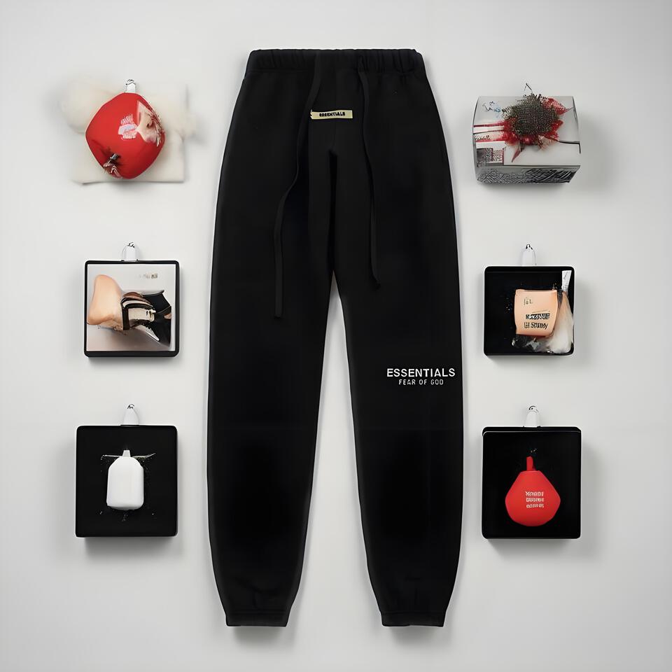 Fear Of God Essentials Black Cotton Joggers Unisex Pants