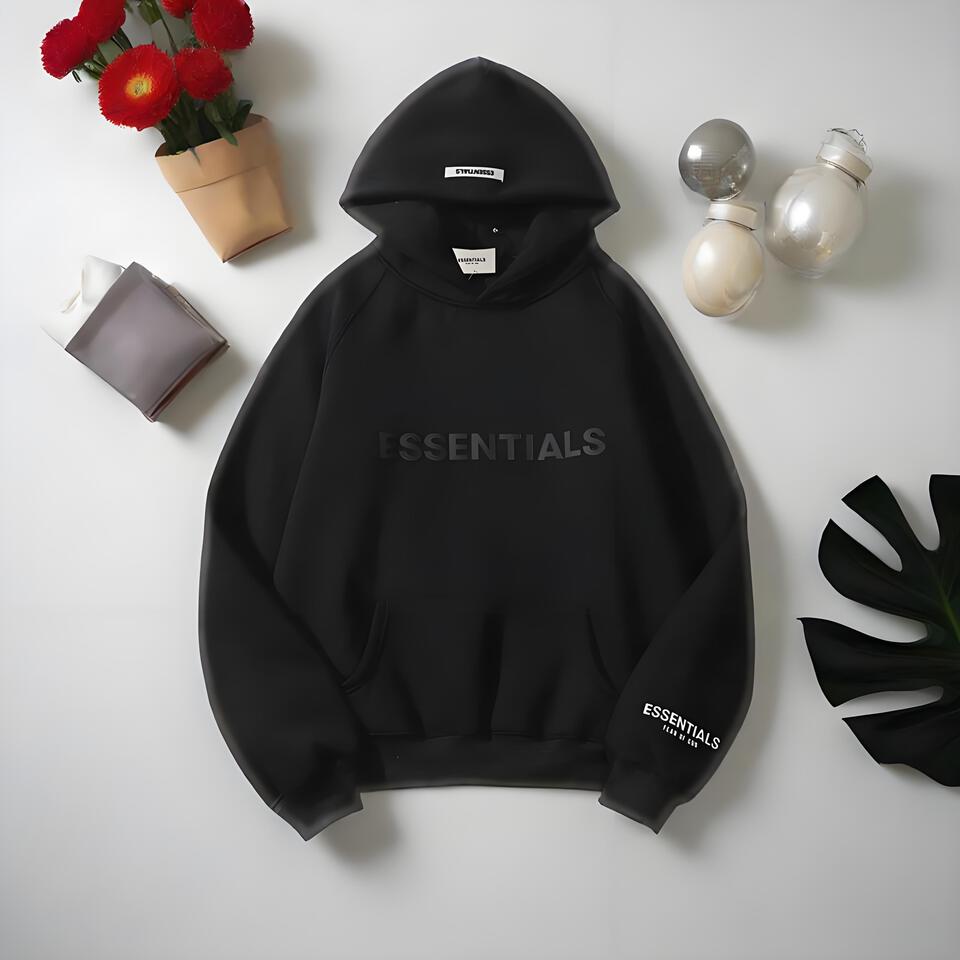 Fear Of God Essentials Black Fleece Hooded Sweatshirt