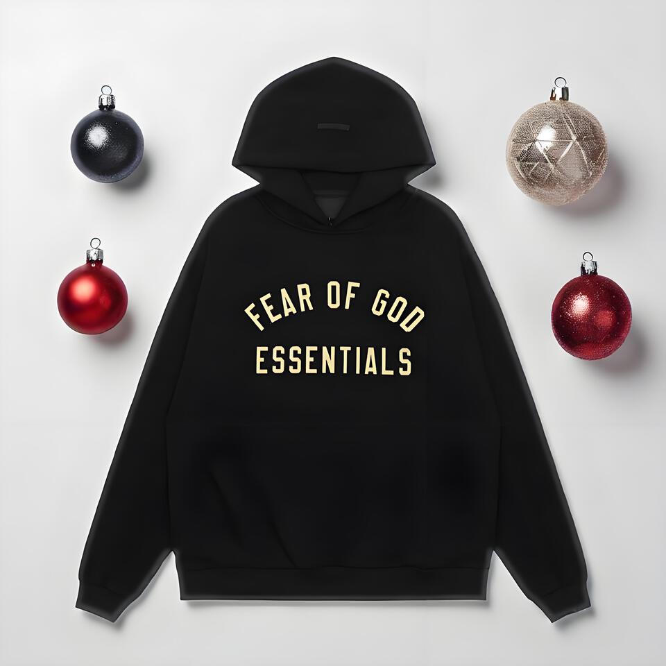 Fear Of God Essentials Black Unisex Hoodie Streetwear