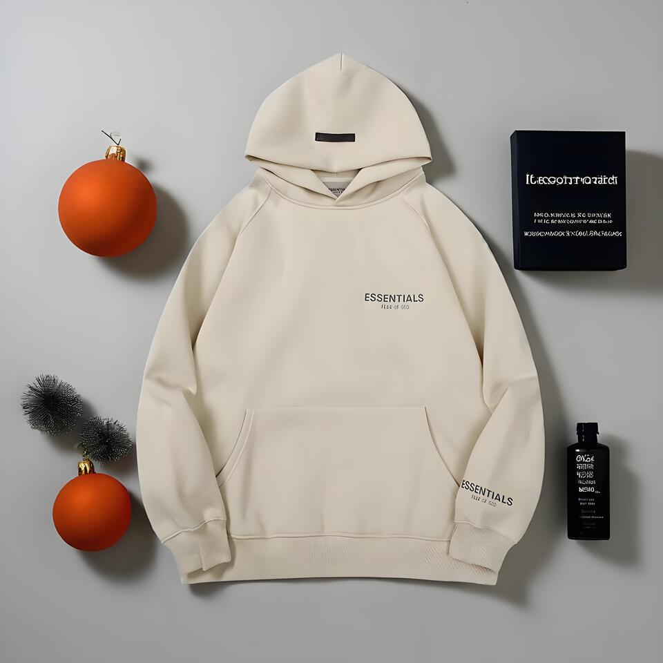 Fear Of God Essentials Cream Hoodie Unisex Cotton