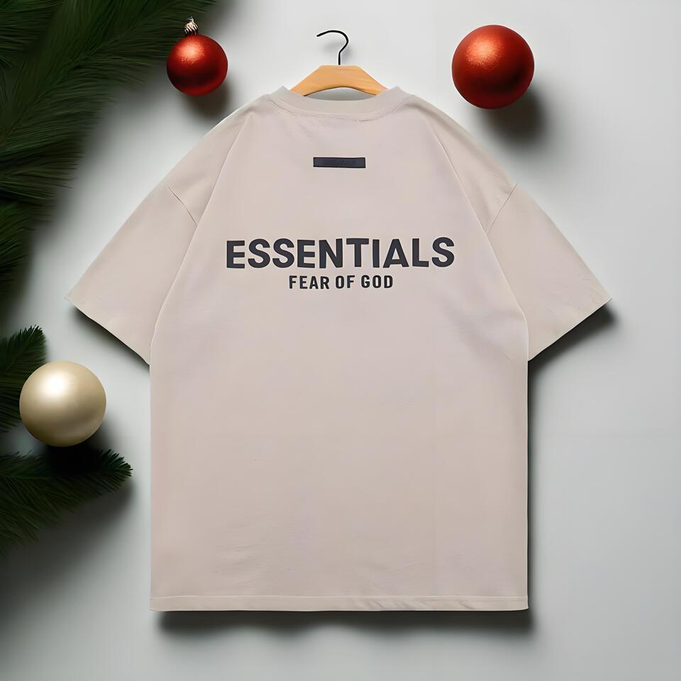 Fear Of God Essentials Men Women Khaki Cotton Oversized T-Shirt