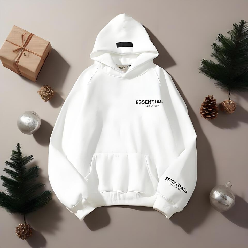 Fear Of God Essentials White Cotton Hoodie Sweatshirt