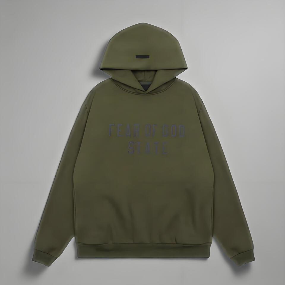 Fear Of God Olive Green Hoodie Streetwear Cotton