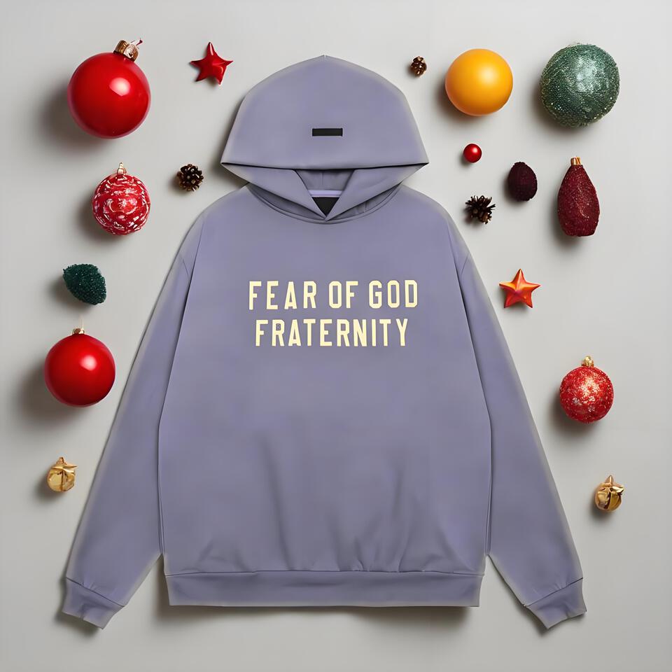 Fear Of God Purple Cotton Hoodie Unisex Streetwear
