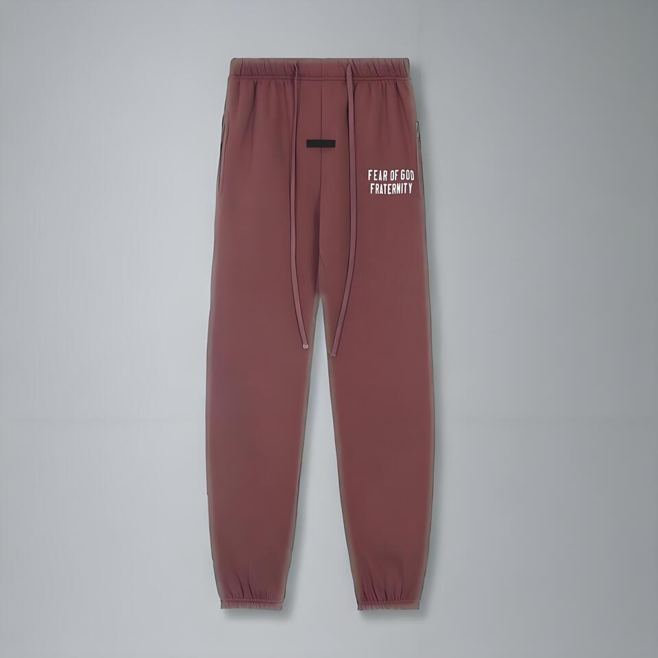 Fear Of God Wine Red Cotton Joggers Unisex Streetwear