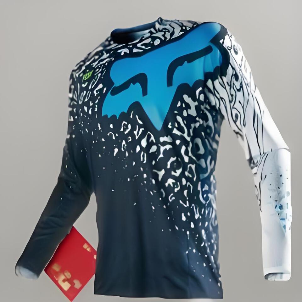 Fox Racing Blue White Black Quick-Dry Sports Shirt