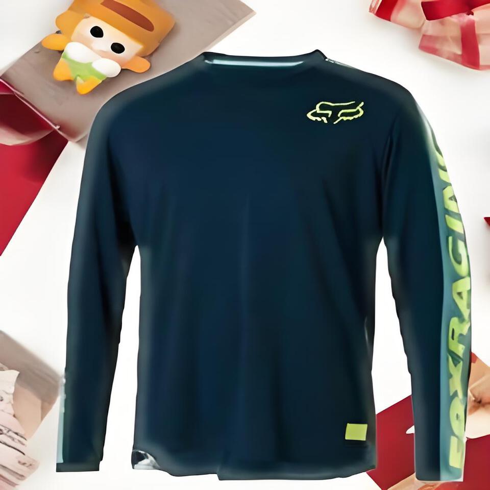 Fox Racing Deep Blue Cotton Blend Breathable Long Sleeve T-Shirt Streetwear