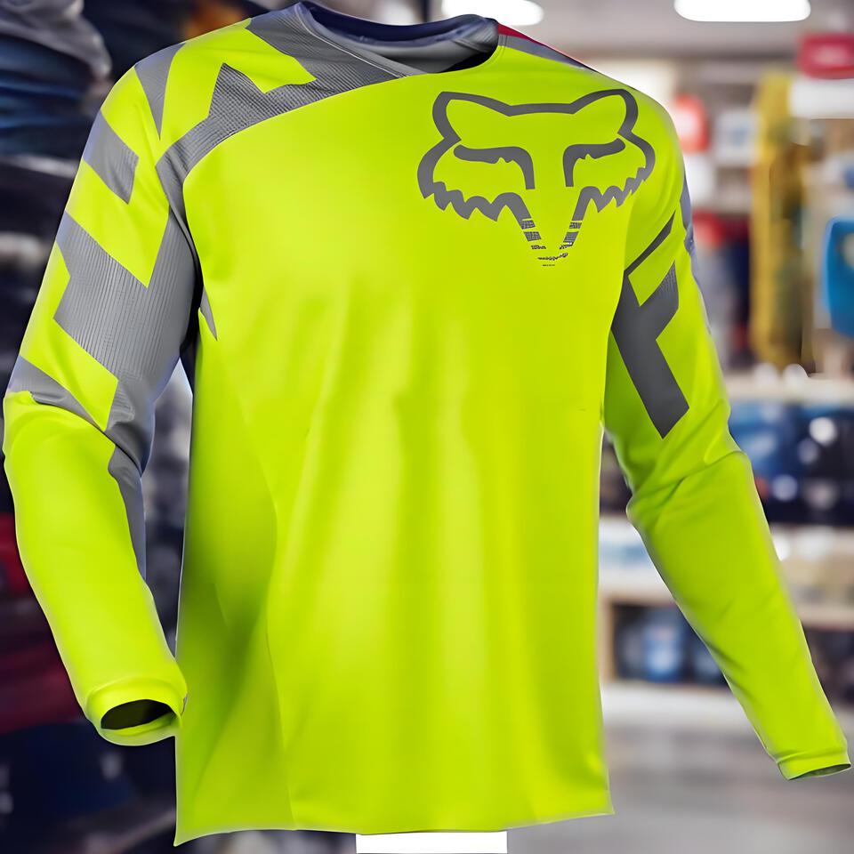 Fox Racing Fluorescent Yellow Breathable Quick-Dry Outdoor Sports Shirt