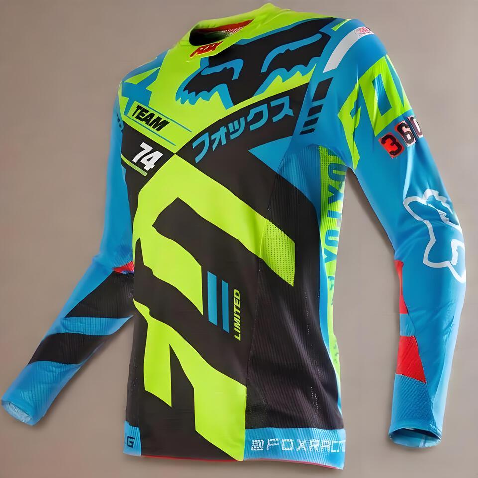 Fox Racing Team Blue Green Black Red Mesh Motocross Shirt