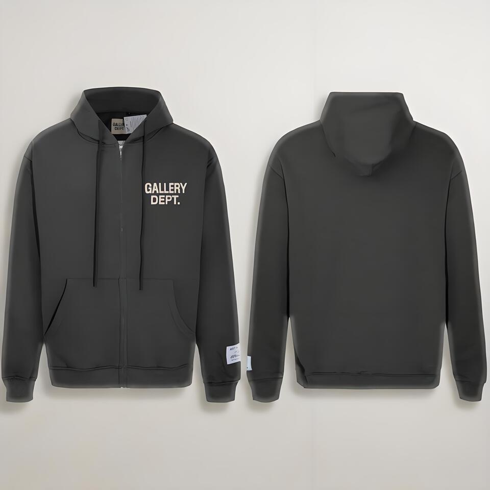 Gallery Dept Black Cotton Hoodie Sweatshirt Men Women