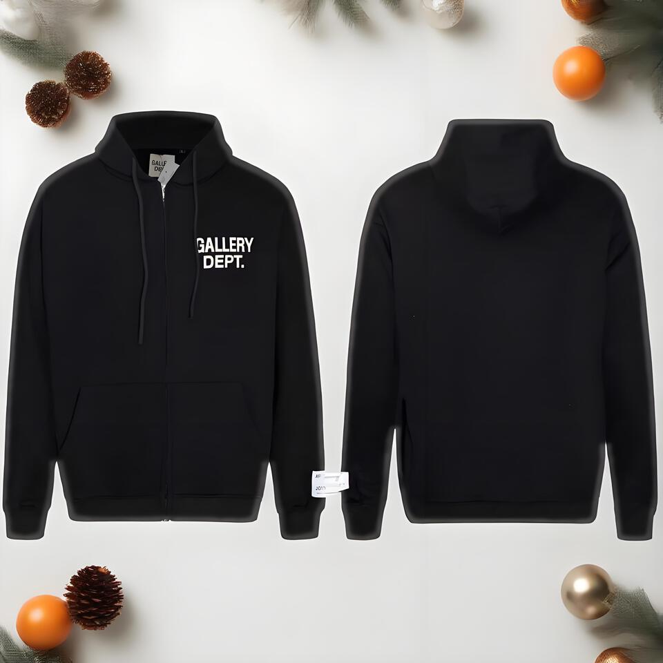 Gallery Dept Black Cotton Zip Hoodie