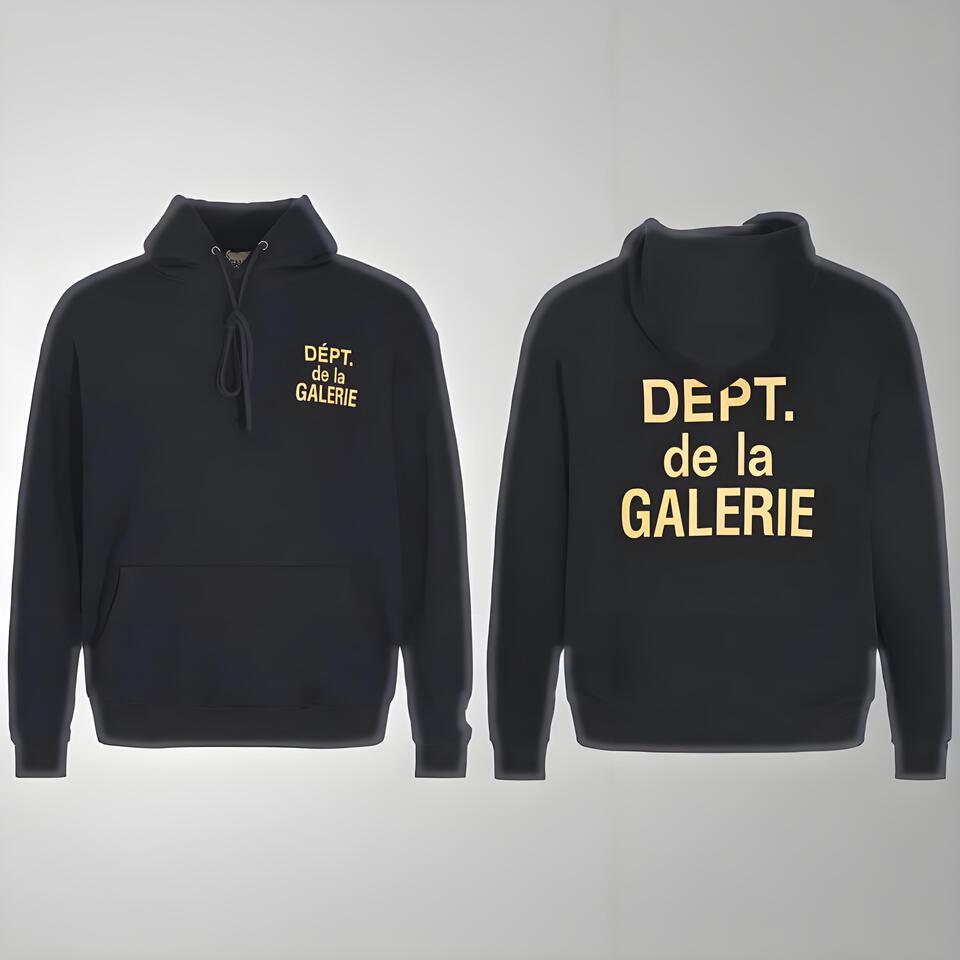 Gallery Dept Black Hooded Sweatshirt Unisex Streetwear Print
