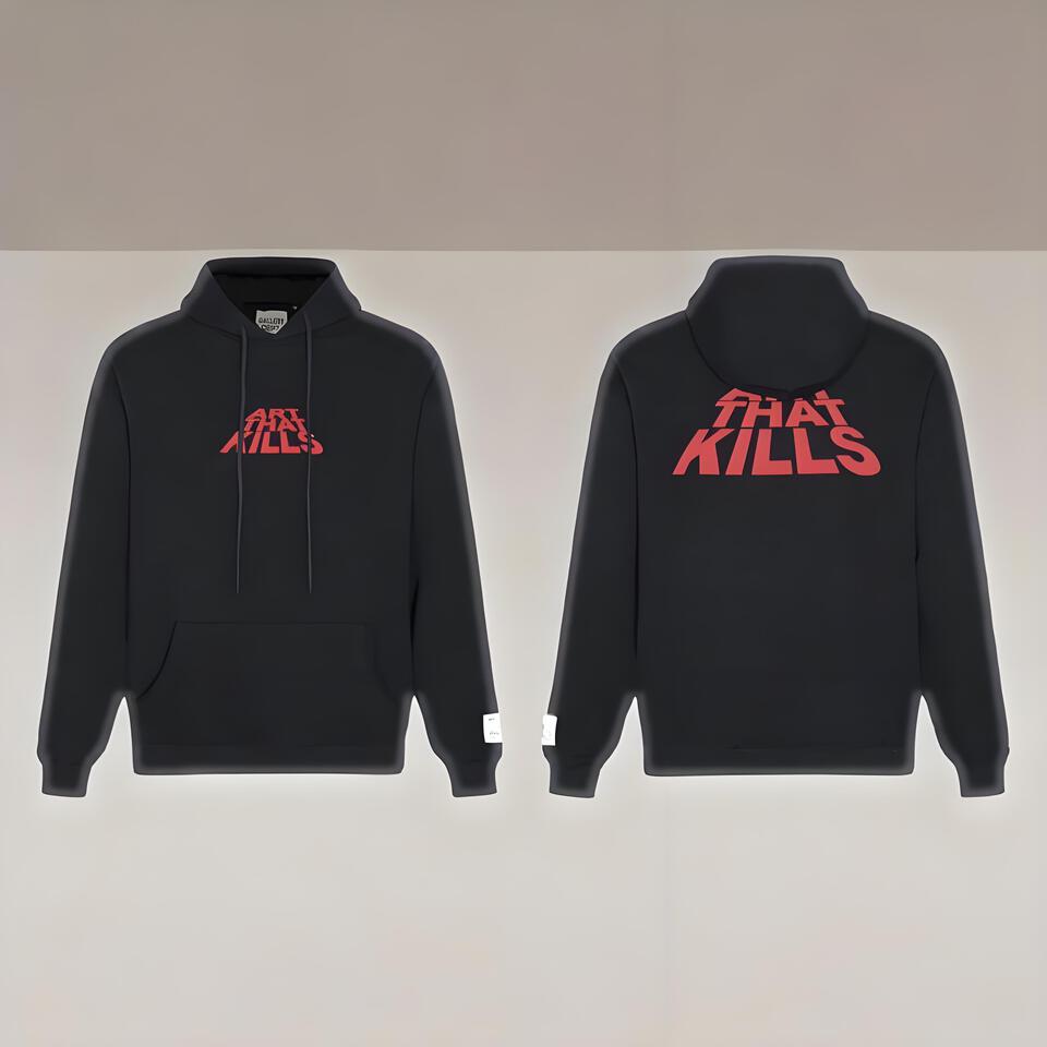 Gallery Dept Black Hoodie ART THAT KILLS Print Cotton