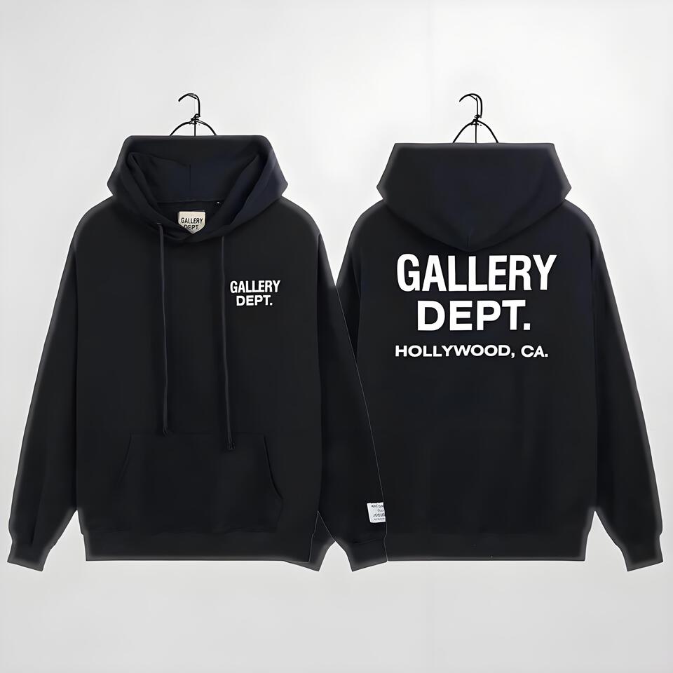 Gallery Dept Black Hoodie Unisex Streetwear Cotton Sweatshirt