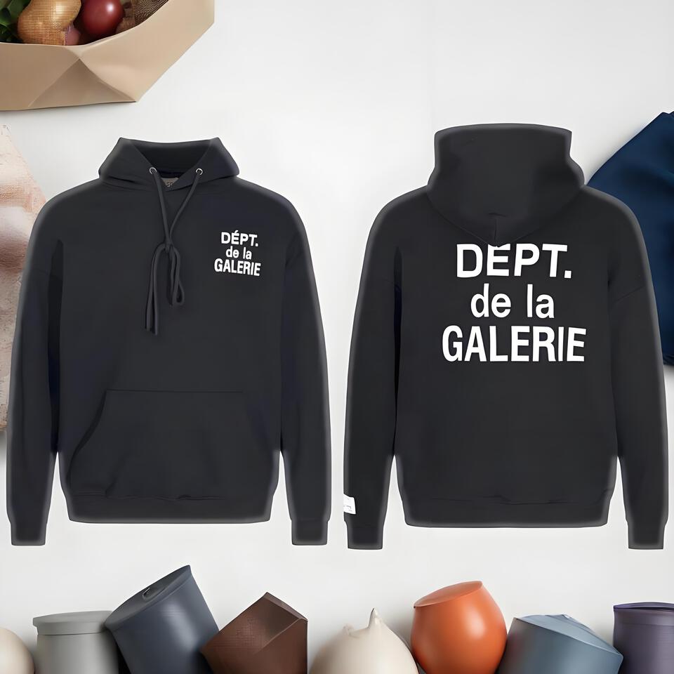 Gallery Dept Black Hoodie Unisex Streetwear Printed Cotton Sweatshirt