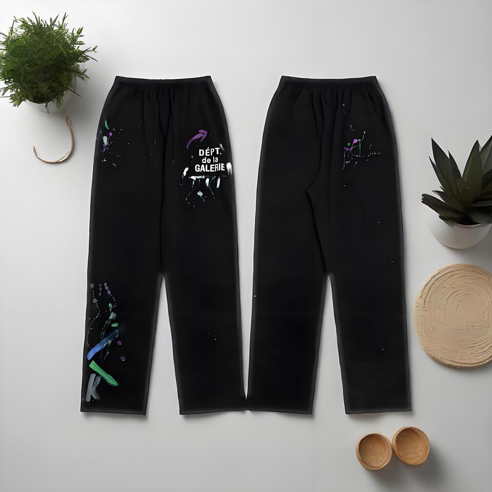 Gallery Dept Black Splatter Paint Loose Cotton Pants