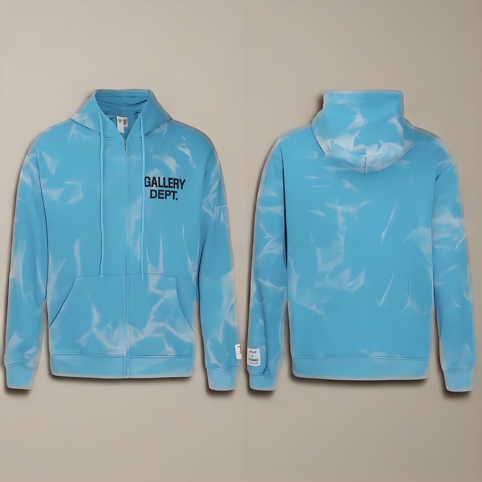 Gallery Dept Blue Tie-Dye Unisex Hooded Sweatshirt Cotton