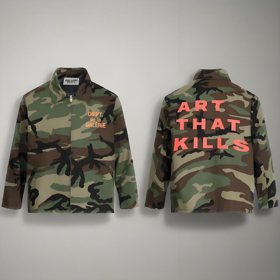 Gallery Dept Camouflage Cargo Jacket Unisex Streetwear Cotton Coat